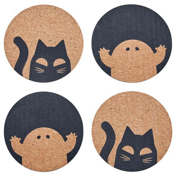 KUSTFYR Posavasos, corcho/con diseño, 4 "