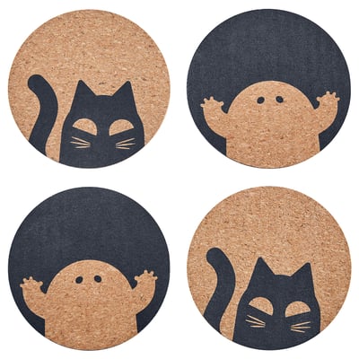 KUSTFYR Posavasos, corcho/con diseño, 4 "