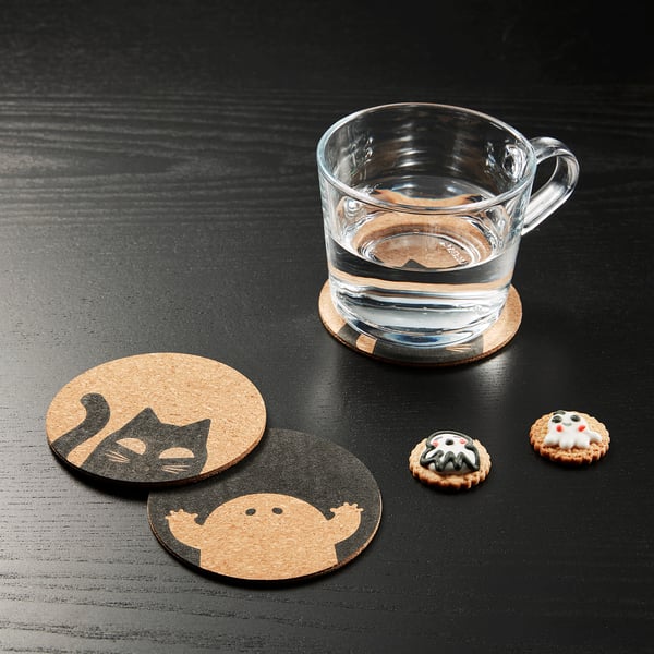 KUSTFYR Posavasos, corcho/con diseño, 4 "