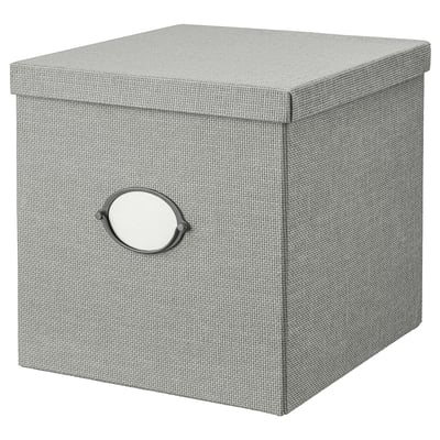 KVARNVIK Caja de almacenamiento+tapa, gris, 12 ½x13 ¾x12 ½ "
