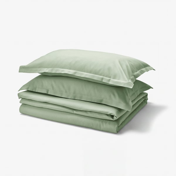 LÄKEVÄNDEROT Funda nórdica+funda(s) de almohada, gris verdoso claro, Tamaño King