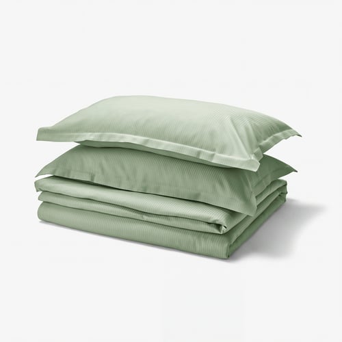 LÄKEVÄNDEROT Funda nórdica+funda(s) de almohada, gris verdoso claro, Tamaño King