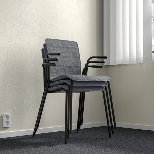 LÄKTARE Silla para reuniones, gris intermedio/negro