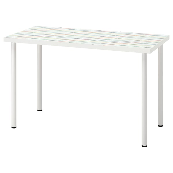 LAGKAPTEN / ADILS Escritorio, rejilla multicolor/blanco, 47 1/4x23 5/8 "