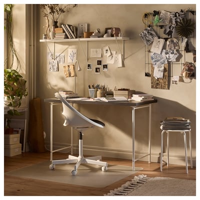 LAGKAPTEN / SPÄND Escritorio, negro-marrón/blanco, 47 1/4x23 5/8 "