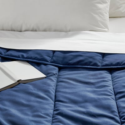LÅSBRÄKEN Edredón, azul oscuro, Twin/Twin extra largo