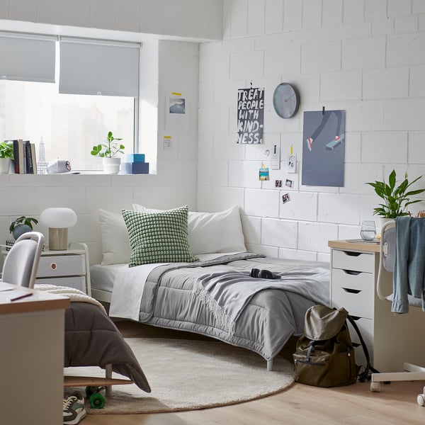 LÅSBRÄKEN Edredón, gris, Twin/Twin extra largo