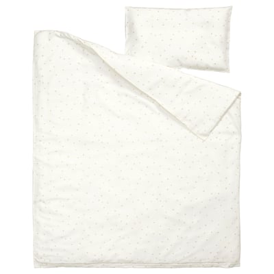LEN Funda nórdica+funda almohada cuna, blanco beige/motivo lunar, 43 1/4x49 1/4/13 3/4x21 5/8 "