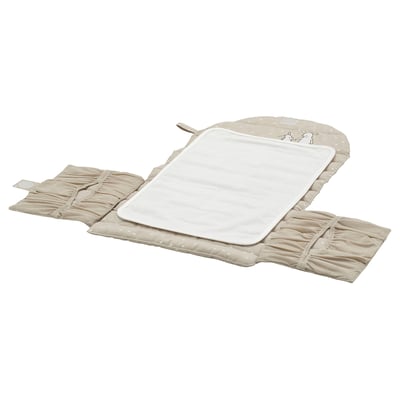 LEN Tapete para el cuidado del bebé, beige/motivo lunar plegable, 27 1/2x13 3/4 "
