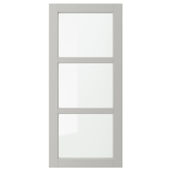 LERHYTTAN Puerta de vidrio, gris claro, 18x40 "