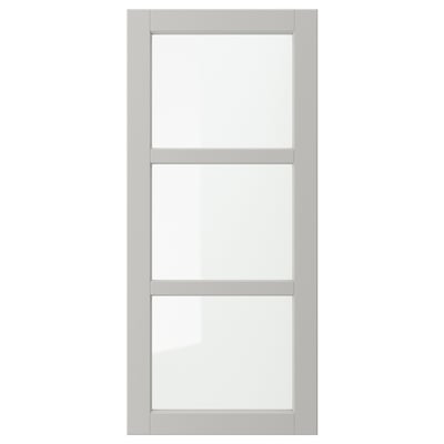 LERHYTTAN Puerta de vidrio, gris claro, 18x40 "
