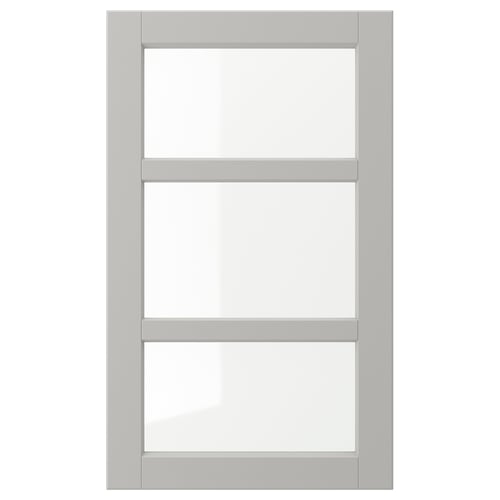 LERHYTTAN Puerta de vidrio, gris claro, 18x30 "