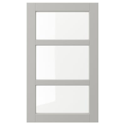LERHYTTAN Puerta de vidrio, gris claro, 18x30 "