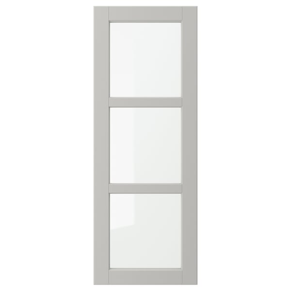 LERHYTTAN Puerta de vidrio, gris claro, 15x40 "