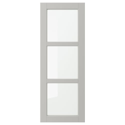LERHYTTAN Puerta de vidrio, gris claro, 15x40 "