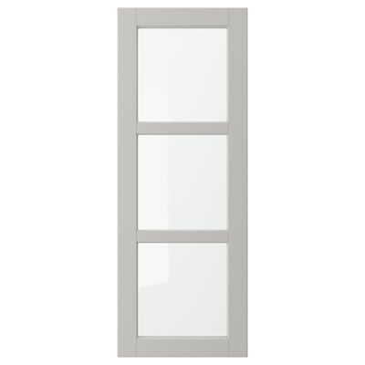 LERHYTTAN Puerta de vidrio, gris claro, 15x40 "