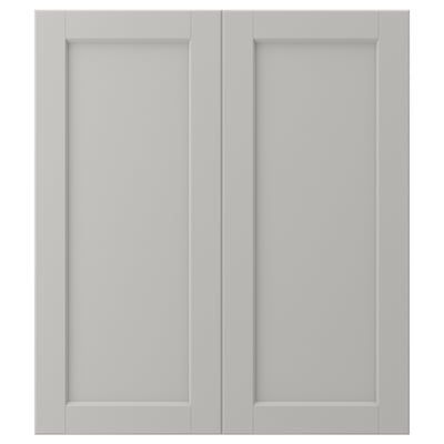 LERHYTTAN Puerta gabinete bajo esquina, 2pz, gris claro, 13x30 "