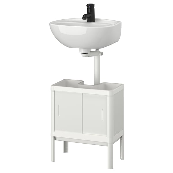 LILLTJÄRN / SKATSJÖN Tocador de baño bajo+2 puertas, blanco, 17 3/4x13 3/4 "