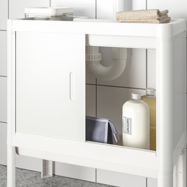 LILLTJÄRN / SKATSJÖN Tocador de baño bajo+2 puertas, blanco, 17 3/4x13 3/4 "