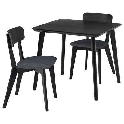 LISABO / LISABO Mesa y 2 sillas, negro/Tallmyra negro/gris, 34 5/8x30 3/4 "