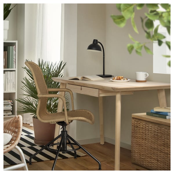 LISABO / STIGBYGEL Escritorio+silla, chapa de fresno marrón/negro