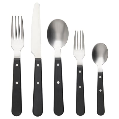 LIVNÄRA Cubertería, 20 piezas, negro