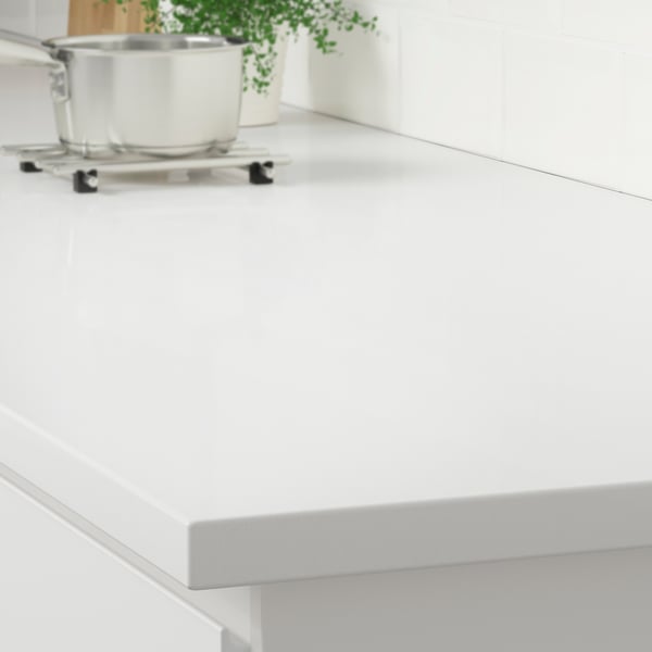 LOCKEBO Barra de cocina personalizada, blanco/compuesto de vidrio, 1 1/8 "