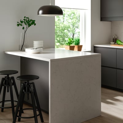 LOCKEBO Barra de cocina personalizada, blanco efecto de mármol/compuesto de vidrio, 1 1/8 "