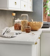 LOCKEBO Barra de cocina personalizada, blanco efecto de mármol/compuesto de vidrio, 1 1/8 "