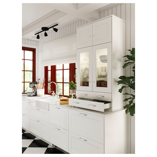 LOCKEBO Encimera de cocina personalizada, blanco/compuesto de vidrio, 1 1/8 "