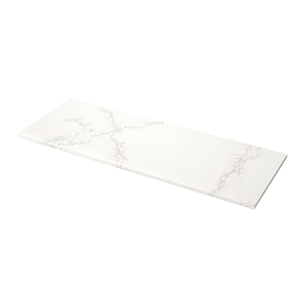 LOCKEBO Encimera de cocina personalizada, blanco efecto mármol alegre/compuesto de vidrio, 1 1/8 "