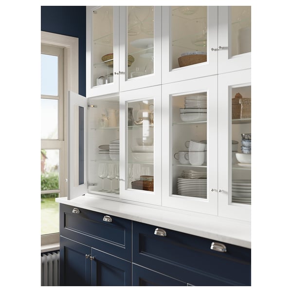 LOCKEBO Encimera de cocina personalizada, blanco efecto mármol alegre/compuesto de vidrio, 1 1/8 "