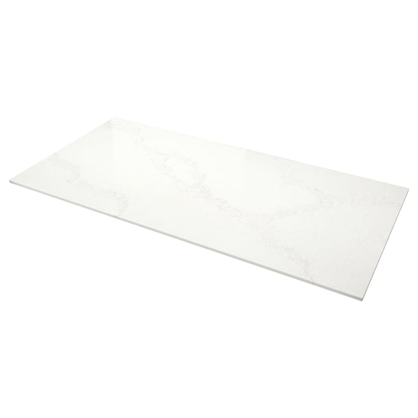 LOCKEBO Encimera de cocina personalizada, blanco/gris efecto mármol alegre/compuesto de vidrio, 1 1/8 "