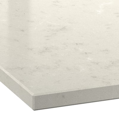 LOCKEBO Encimera de cocina personalizada, gris claro blanco/gris/efecto de mármol compuesto de vidrio, 1 1/8 "
