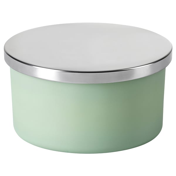 LÖVSKOGSLUND Vela arom recipiente vidrio 3mechas, manzana/verde, 25 hr