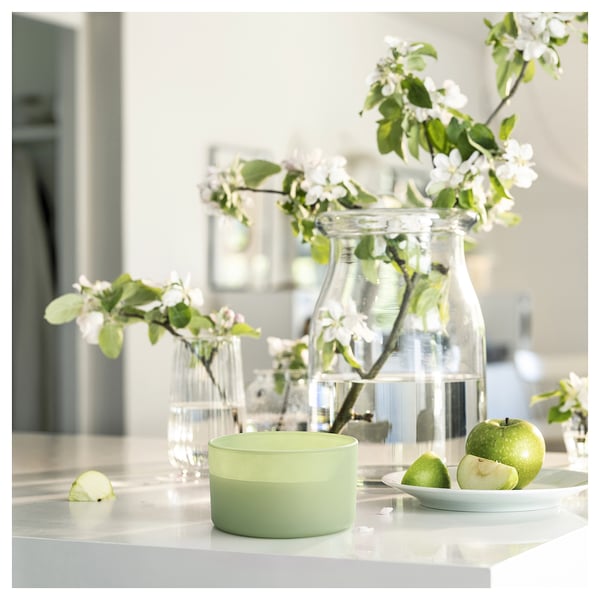 LÖVSKOGSLUND Vela arom recipiente vidrio 3mechas, manzana/verde, 25 hr
