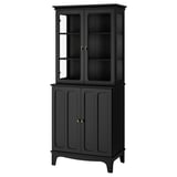 LOMMARP Gabinete+puertas de vidrio, negro, 33 7/8x78 3/8 "