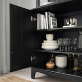 LOMMARP Gabinete+puertas de vidrio, negro, 33 7/8x78 3/8 "