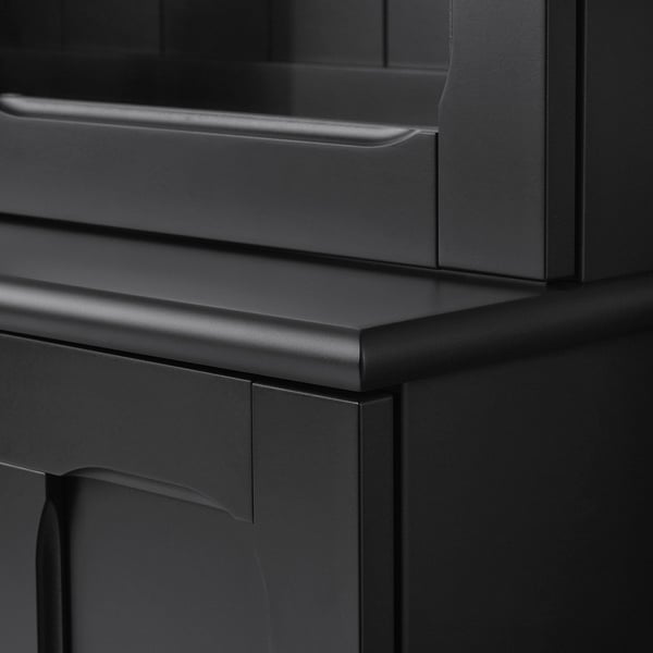 LOMMARP Gabinete+puertas de vidrio, negro, 33 7/8x78 3/8 "