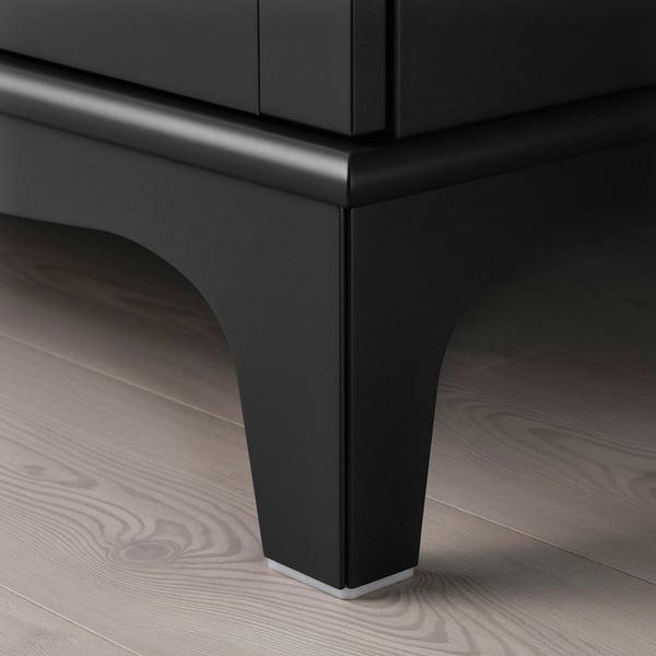 LOMMARP Gabinete+puertas de vidrio, negro, 33 7/8x78 3/8 "