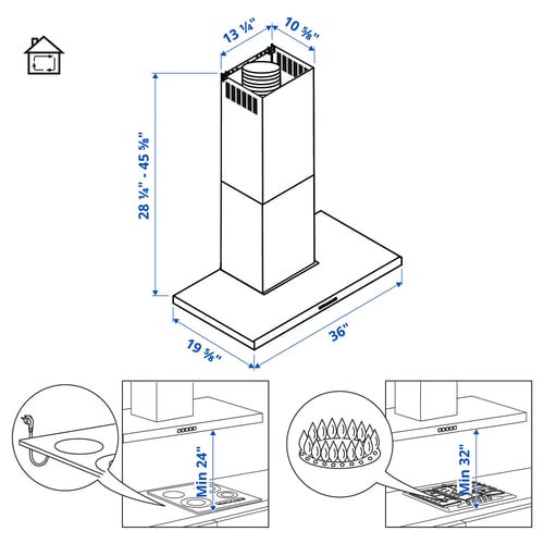 LUFTBUREN Campana extractora de pared, acero inoxidable