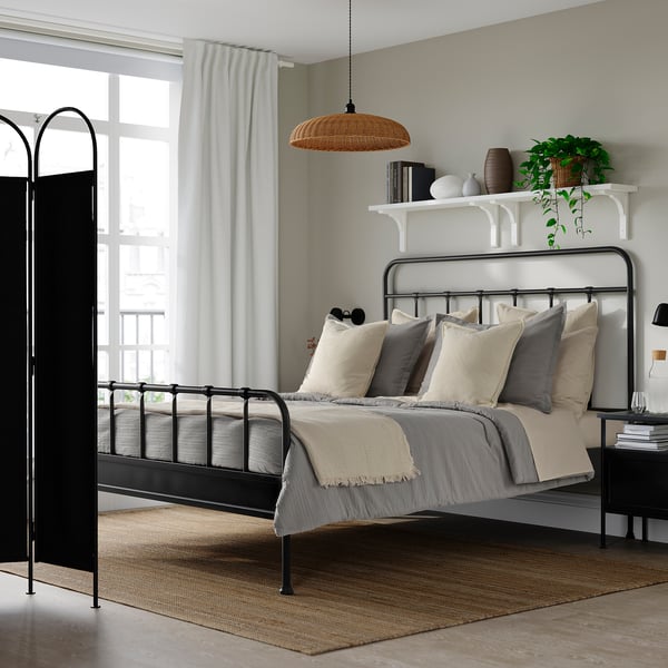 LUKTVICKER Juego de edredón, gris, Tamaño full/queen