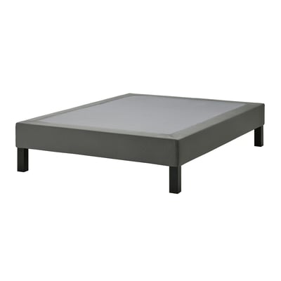 LYNGÖR Base cama con tablillas+patas, gris oscuro, Tamaño queen