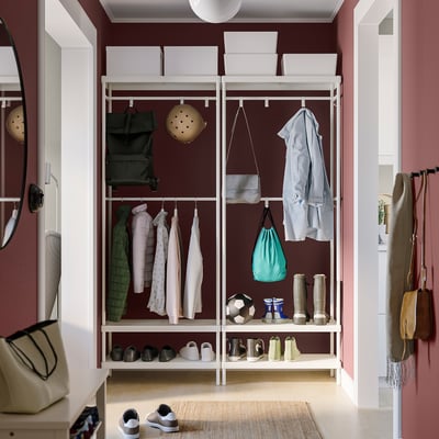 MACKAPÄR Perchero+módulo almacenaje zapatos, blanco, 30 3/4x12 5/8x78 3/4 "