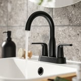 MACKSJÖN Grifo lavamanos ensamblaje central, negro, 4 "
