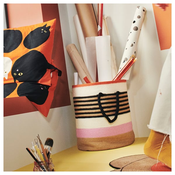 MÄVINN Canasta de almacenamiento, a rayas multicolor