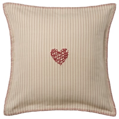 MÄVINN Funda para cojín, beige rojo/corazón, 20x20 "