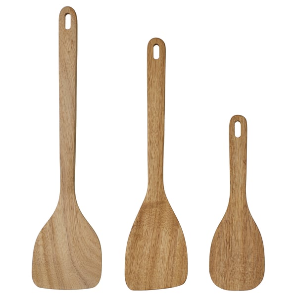 MAJFISK Utensilios de cocina, 3 piezas, acacia