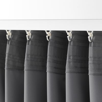 MAJGULL Cortinas opacas, 1 par, gris/+cinta de fruncir, 57x84 "