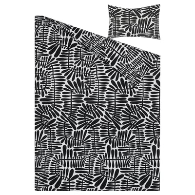 MAJSMOTT Juego de edredón, negro/blanco, Twin/Twin extra largo